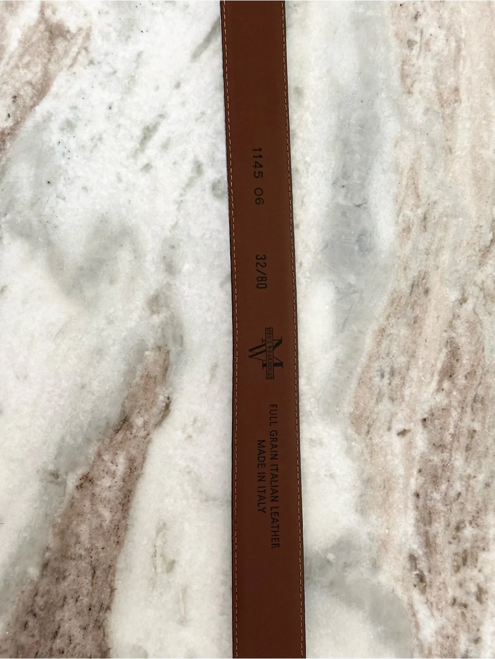 Men’s Wearhouse Full Grain Italian Leather Brown Dress Belt Made In Italy